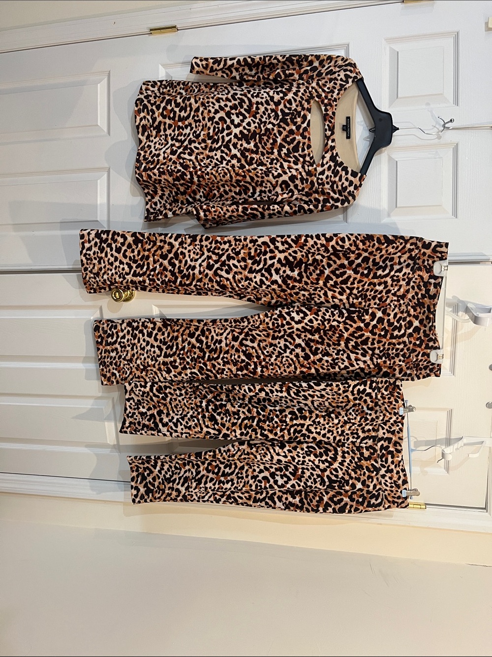 Leopard Print Three Piece Lounge Wear Set- Leopard Cf27